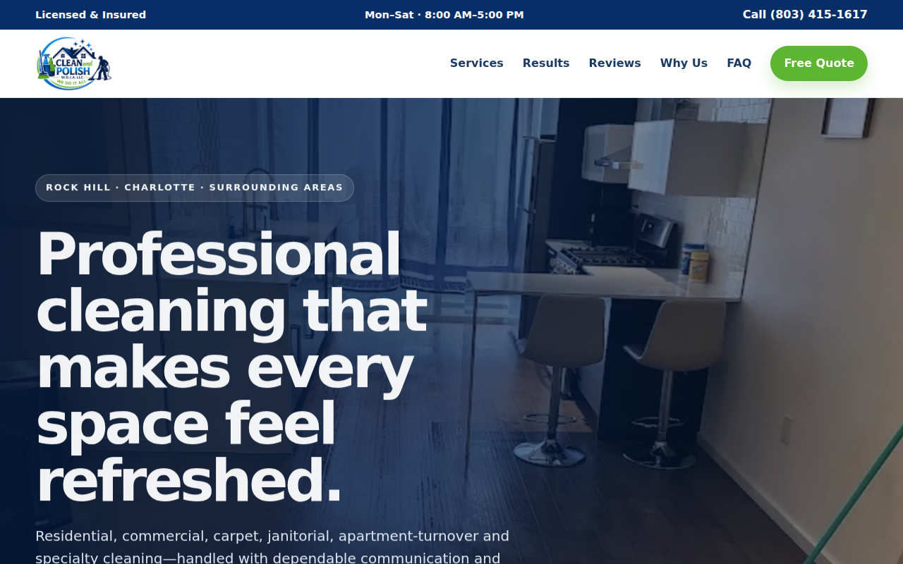 Clean & Polish W.D.I.A. website homepage